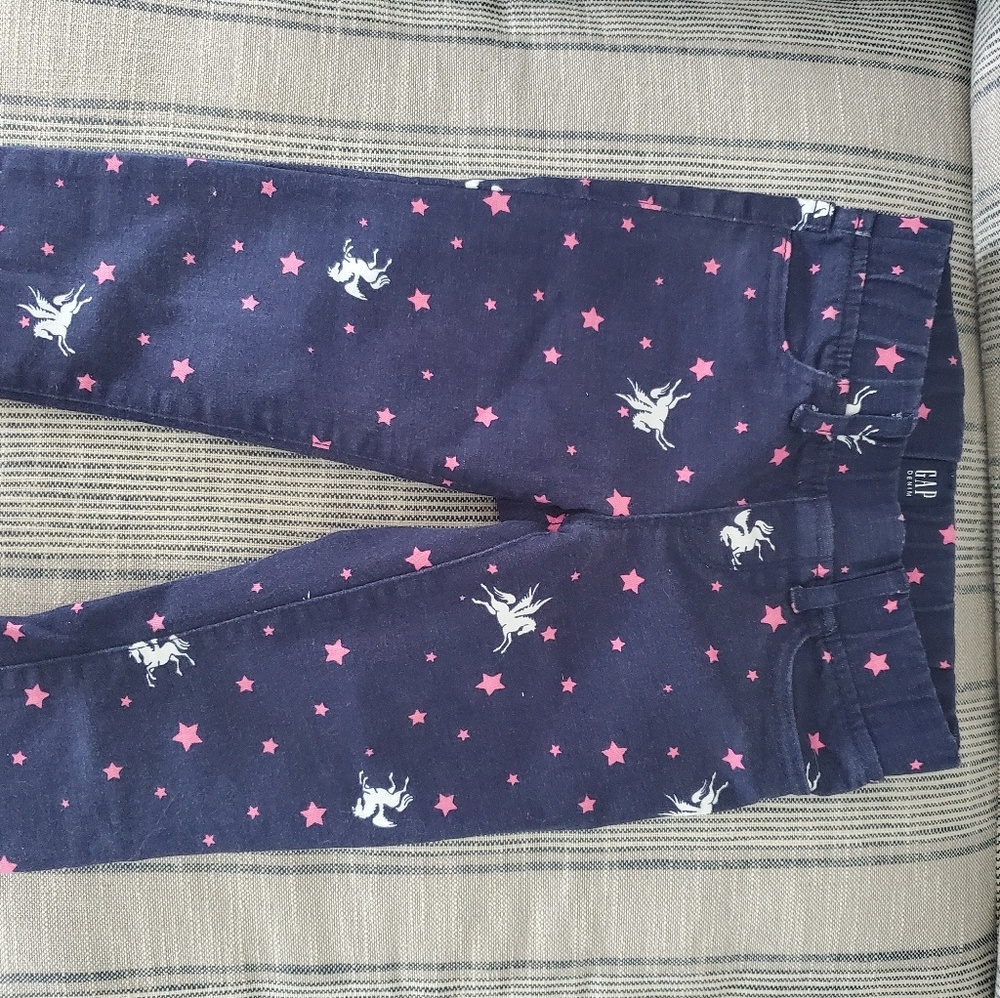 Gap kids size 7 navy&pink unicorn jeggings